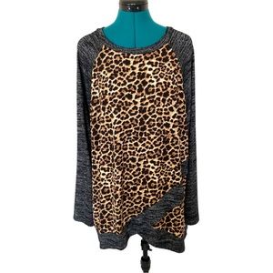 Egy Super Soft Womens Leopard Print Crew neck Jersey Sweater size 1XL